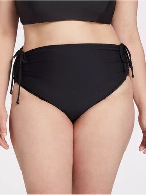 Plus Size Black Adjustable Ruched Bikini Bottoms